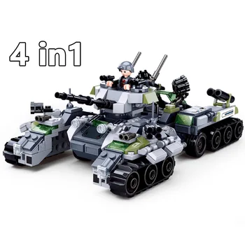 

2020 New Sluban 4in1 Modern Military Tank Building Blocks Chariot Vehicle Truck Model Kit Bricks Army Soldiers Toys for Toys