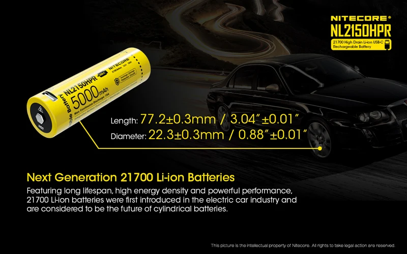 NITECORE NL2150HPR 21700 Li-ion USB-C Rechargeable Battery (8)