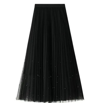 

5 Color Sequin Skirt Women A Line Long Tulle Skirts Spring Summer Clothes Casual Star Moon High Waist Maxi Skirt Women 2020