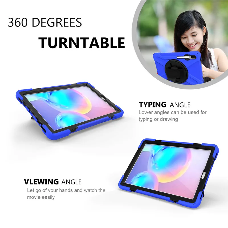Tab S6 10,5 T860 Heavy Duty Прочный противоударный чехол 360 Поворот подставки/ремешок для samsung Tab S6 10,5 SM-T860 SM-T865