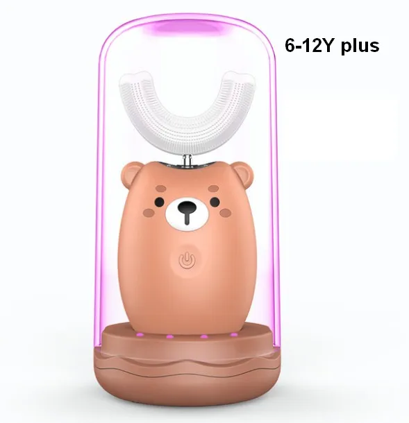 6-12 Plus brown Детская 360 звуковая электрическая зубная щетка милый мультфильм перезаряжаемая электрическая зубная щетка силиконовая Автоматическая детская зубная щетка - Цвет: 6-12 Plus brown