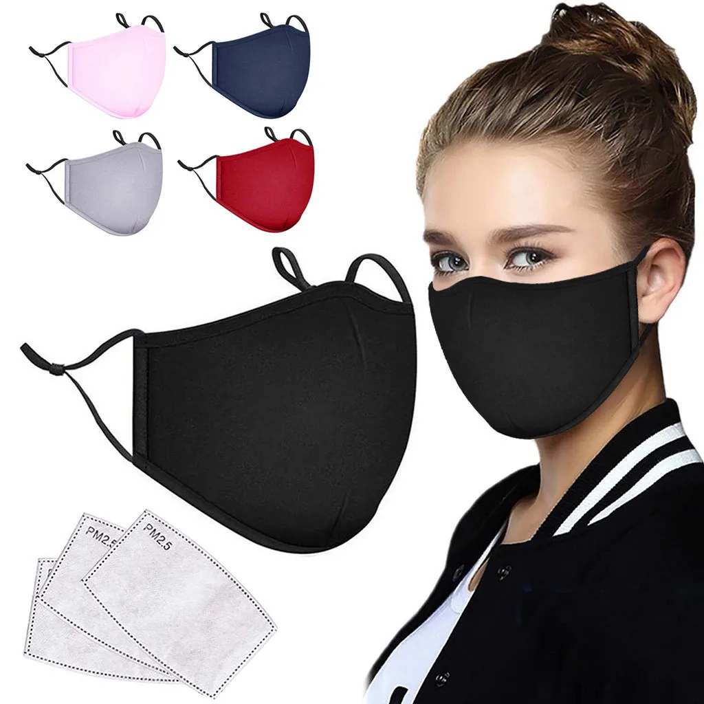 Unisex Earloop Mouth Face Mask Black Cotton Anime For Cycling Dust Washable Reusable Dustproof | Аксессуары для одежды
