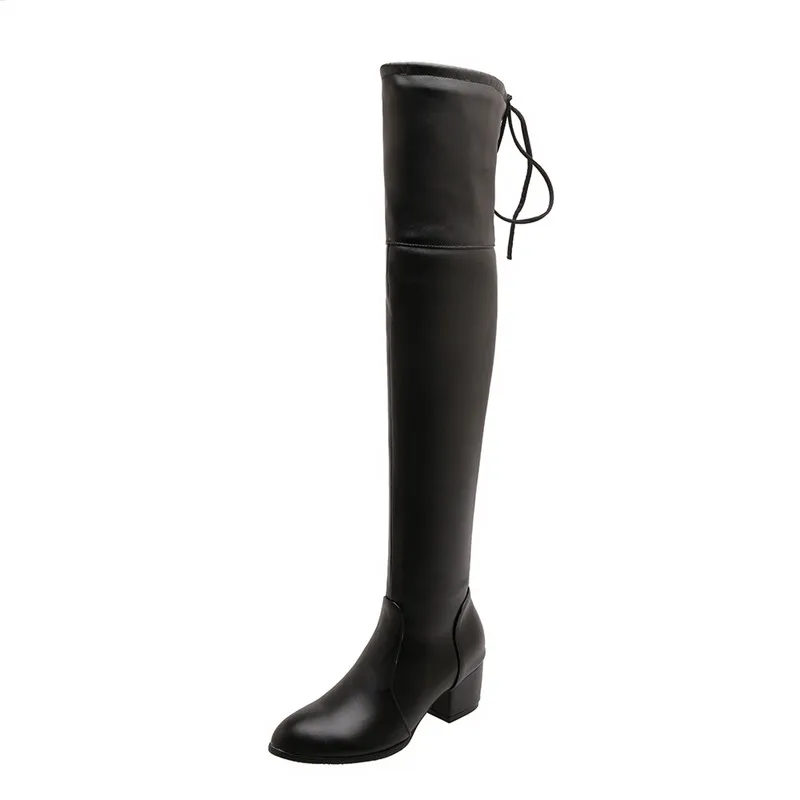 YMECHIC/женские облегающие высокие сапоги на высоком каблуке; цвет белый, черный; сезон зима-осень; женская обувь; рыцарские Сапоги выше колена на шнуровке