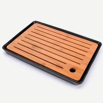 

Ceramics Bamboo Tea tray Drainage Water storage Kung Fu Tea set room Board table Tea ceremony tools