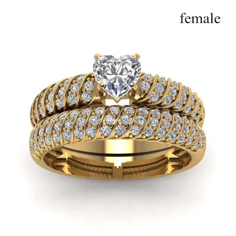 Fashion Jewelry Couple Rings Vintage Dragon Stainless Steel Men Ring Romantic Heart Zircon Ring Set Bridal Engagement Gift ring set,couples rings,stainless steel ring,finger ring,wedding rings,wedding ring,sparkling heart ring,zircon crystal ring,jewelry accessories