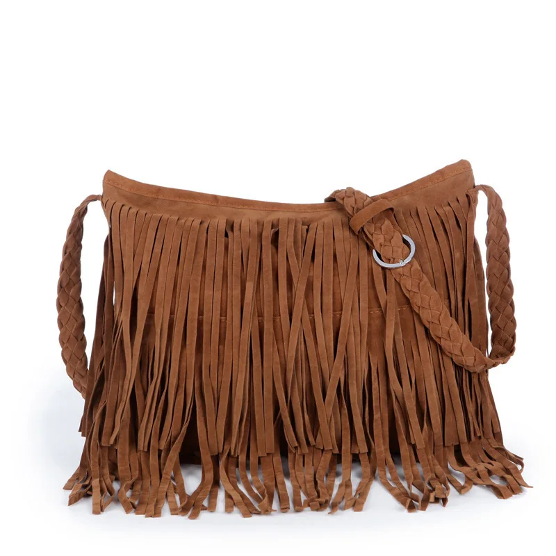 

WOMEN'S Bag Europe And America Star Style Leather Velvet Series Dull Polish Tassel Bag Shoulder Oblique Bag Hot Selling Special