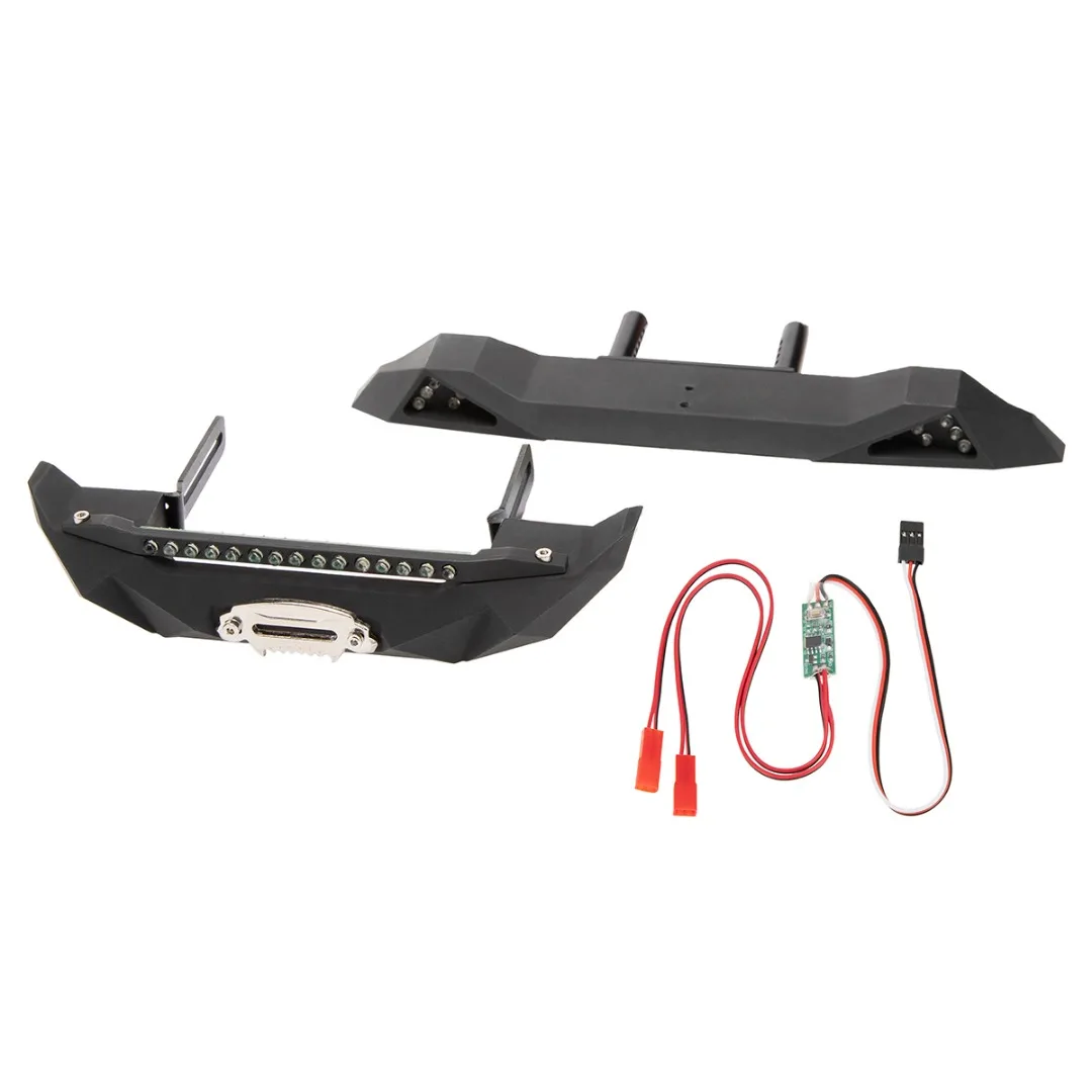

2pcs/set 5-8.4V RC Car Metal Front/Rear Bumper With Light Control Board For SCX10 90046 1/10 RC Crawler Auto Accessories