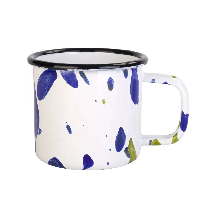 Camping custom colorful blank sublimation tea enamel mug for outdoor