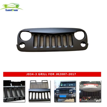 

J034-3 ABS Black Front Grill Angry Bird (With Mesh) Shell Replacement fits 2007-2017 for Jeep Wrangler JK auto products Lantsun