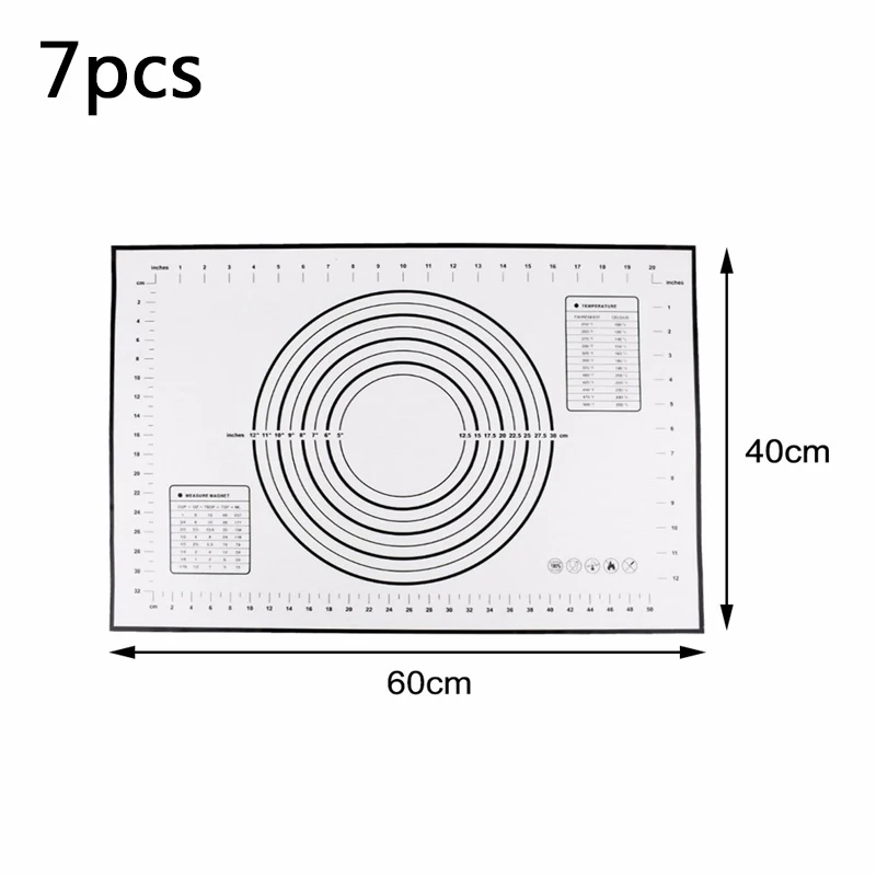 7 шт. антипригарный силиконовый коврик для выпечки Посуда изготовитель коржей для пиццы коврик для выпечки кухонный держатель инструмент гаджеты кухонная утварь аксессуары - Цвет: 7pcs black