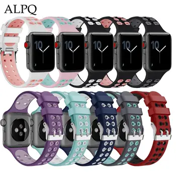 

ALPQ Strap For Apple WatchBand 38 42mm 40 44mm Silicone Double Pin Buckle Strap Belt Bracelet Correa For iWatch Series 5 4 3 2 1