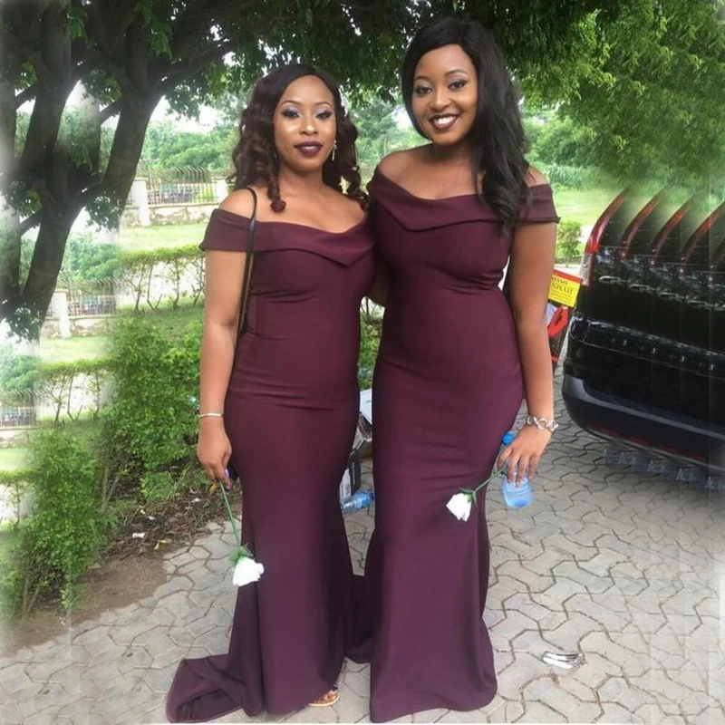 Vintage Burgundy African Bridesmaid Dresses 2021 Off Shoulder Mermaid Long  Nigeria Wedding Guest Dress Gown Vestidos Customize - Bridesmaid Dresses -  AliExpress