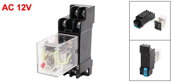 HH52P-L AC 12V напряжение катушки 8 Pin DPDT силовое реле w Цоколь