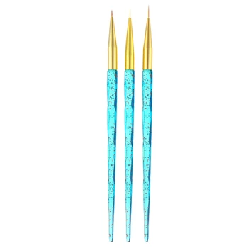 

3Pcs/Set Nail Art Crystal Handle French Flower Design Lines Liner Grid Painting Drawing Brushes Uv Gel Pen Manicure Tools-ABVP