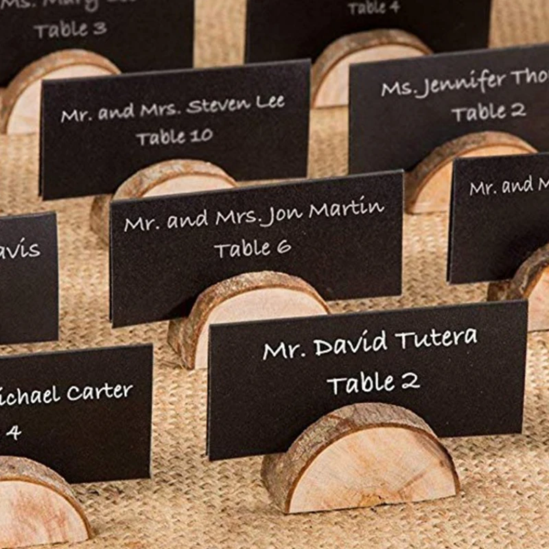 

10pcs Wood Pile Name Place Card Photo Menu Holder Table Natural Tree Stump Shape Number Clip Stand Party Wedding Decoration