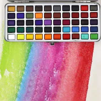 

50 Color Kids Non Toxic Dyeing Student Not Fade Solid Pigment Travel Watercolor Painting Art Supplies Drawing Beginner Portable