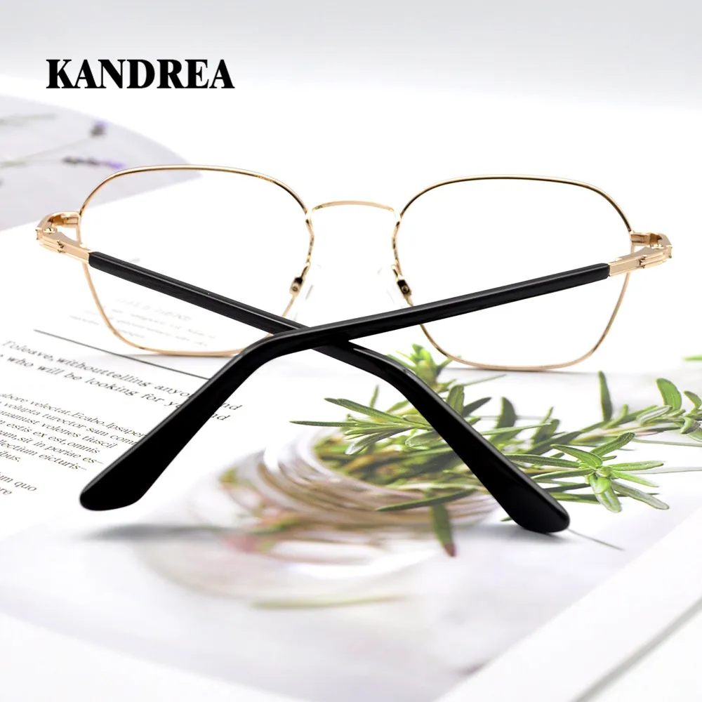 KANDREA новые модные женские квадратные очки с прозрачными линзами, металлические винтажные мужские очки с полной оправой, оптические очки по рецепту