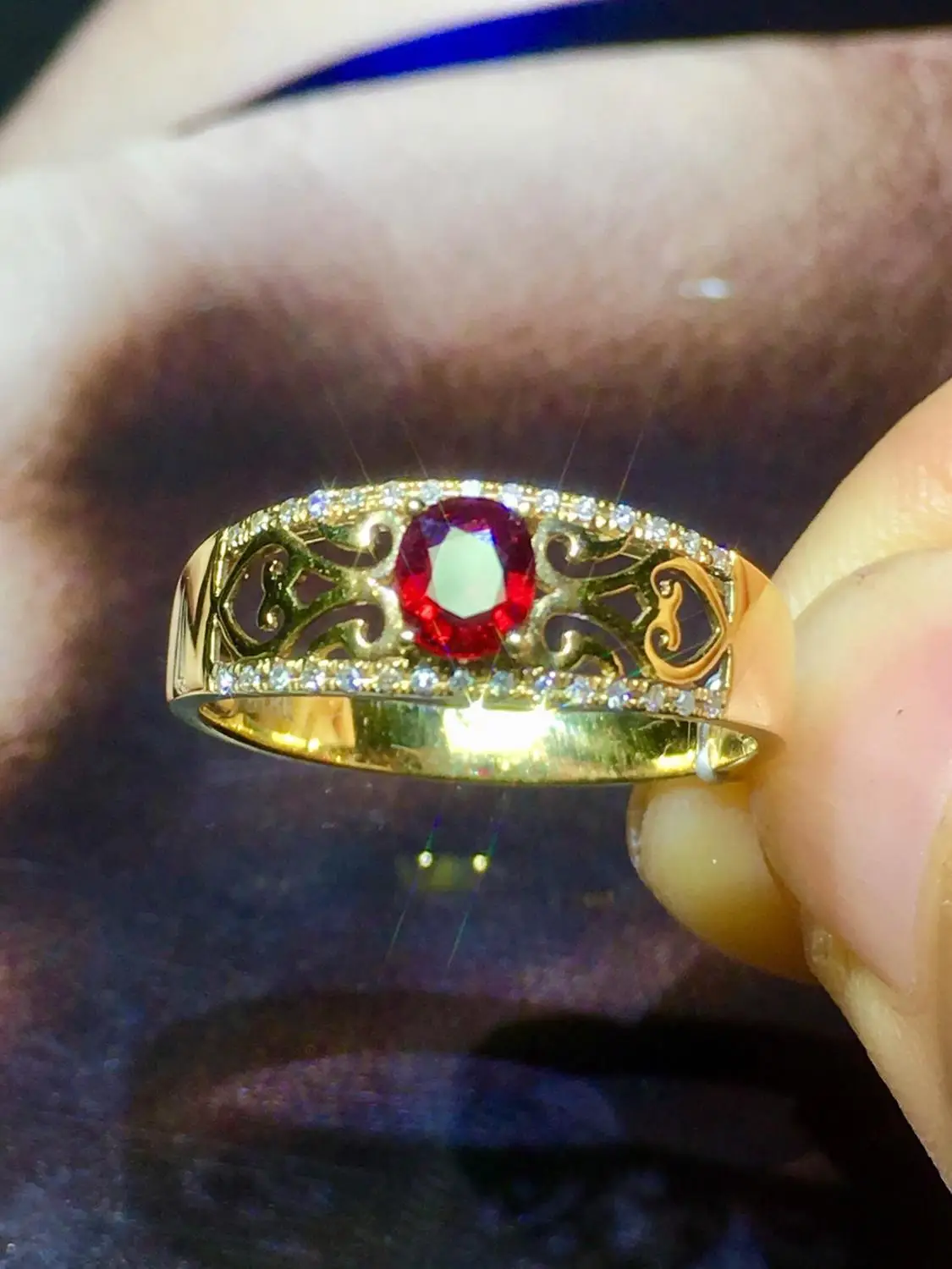 

Fine Jewelry Pure 18 K White Gold Real 100% Natural Red Ruby 0.5ct Diamonds Jewelry Female's Rings for Women Fine Ring