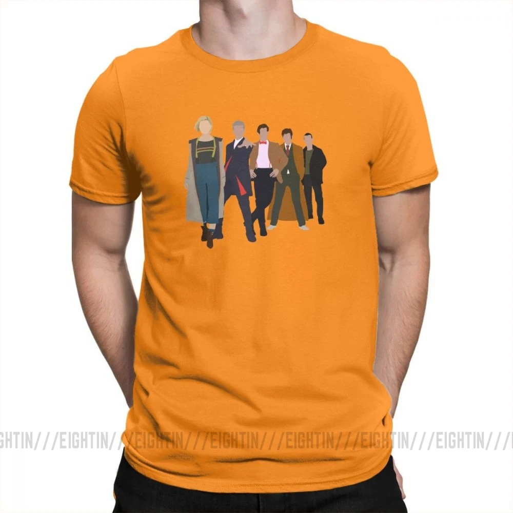 Doctor Who All Five Modern Doctors T-Shirts New Costume Male Cool New Design T Shirts Short Sleeved Tees Pure Cotton Plus Size - Цвет: Оранжевый
