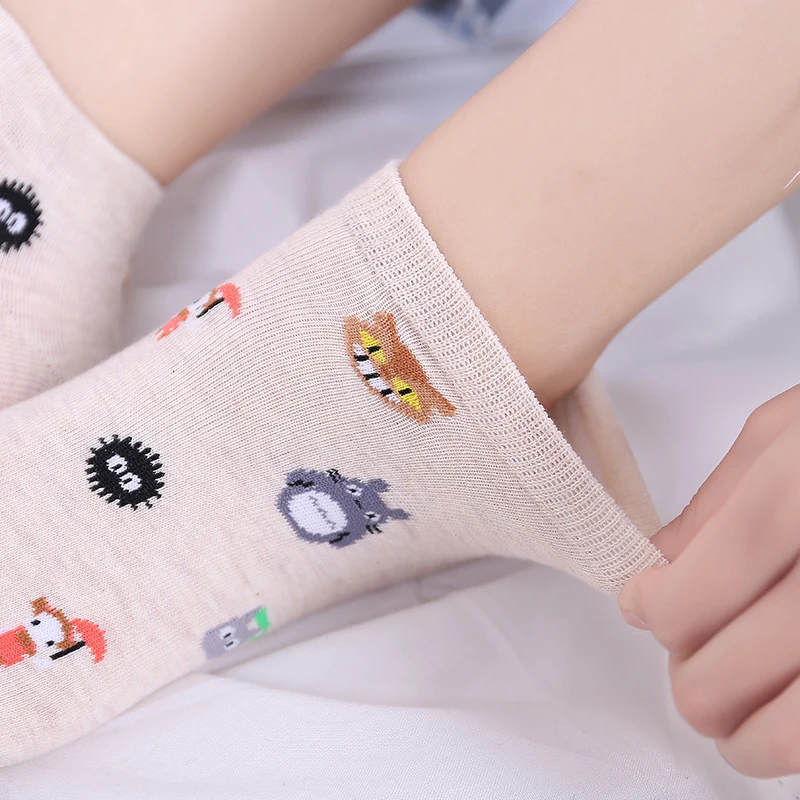 1 пара женские модные милые носки с принтом Тоторо хлопковые мультяшным рисунком