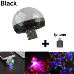 Portable USB LED Disco Party Light - Colorful Stage Effect Lamp (Black iPhone)