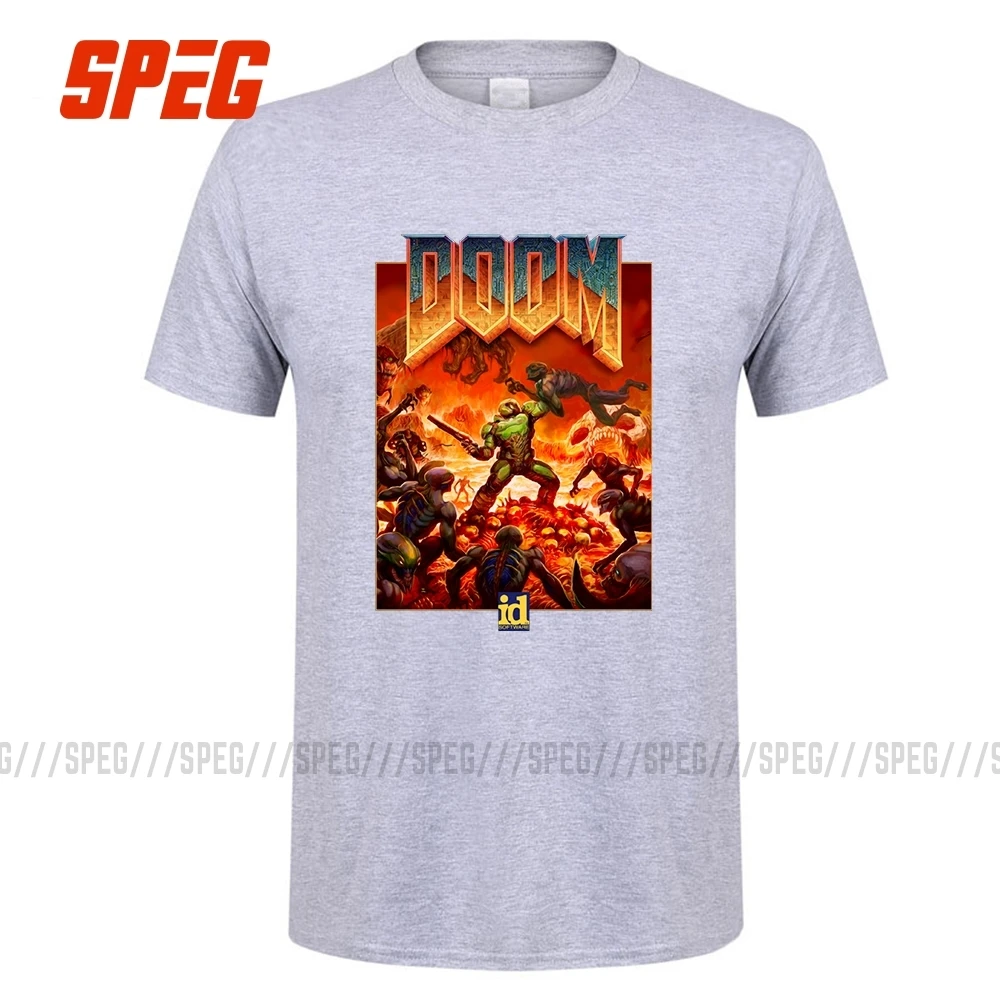 Creative Design Tee Shirt Doom 4 Reboot Retro Box Art Men O-Neck Short Sleeve T Discount Teenage T-Shirt Uniforms |
