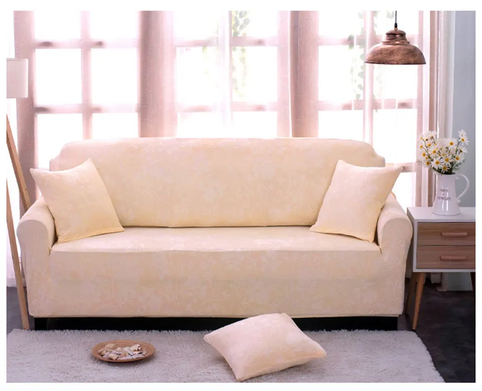 Бархатные чехлы для диванов для гостиной, эластичный спандекс, сплошной цвет, цветочный рельефное тиснение, универсальный секционный диван, чехол для влюбленных - Цвет: 2