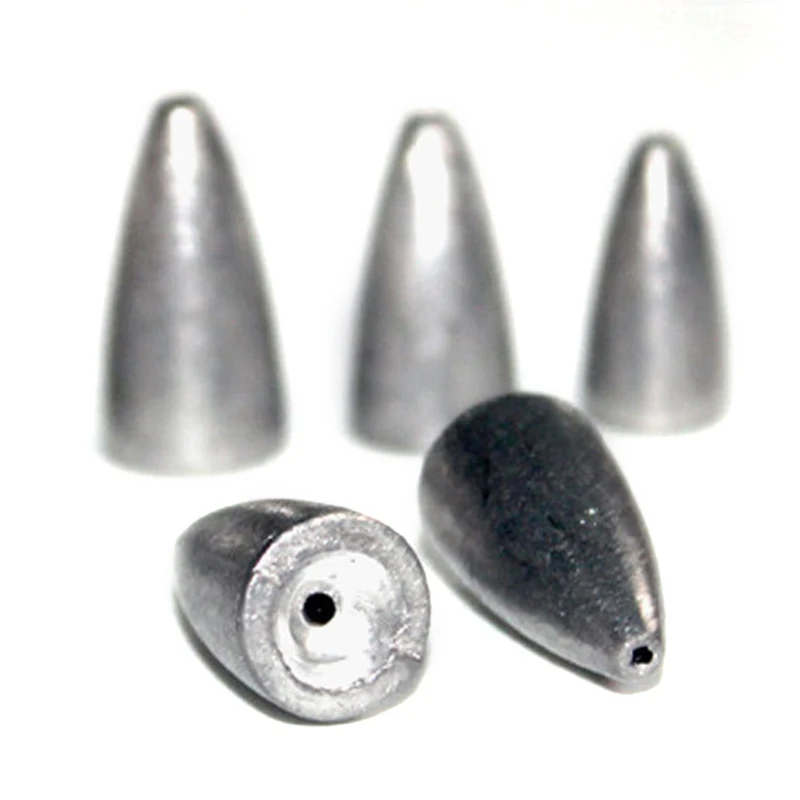Bullet Shaped Lead Weights Sinkers Drop Water 50pcs 1.8g 2.5g 3.5g