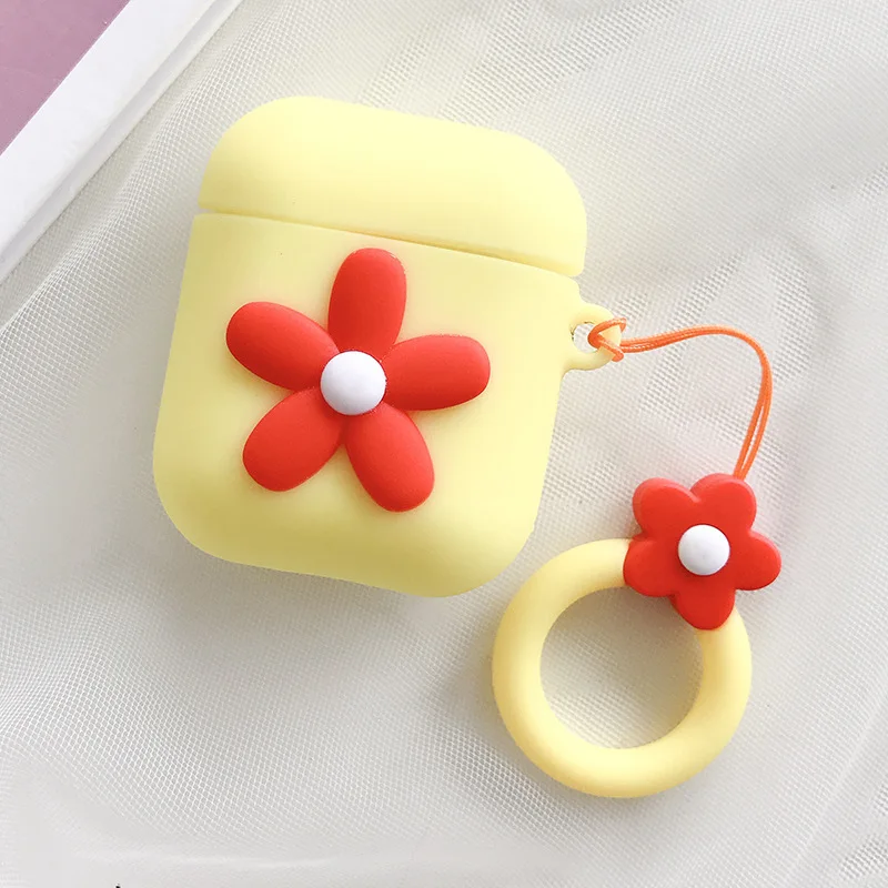 Силиконовый чехол для AirPods 2 Bluetooth наушники super man Лига героев беспроводные наушники для Apple AirPods2 защитный чехол - Цвет: Red Flower