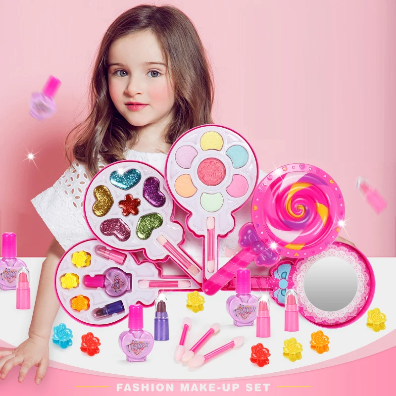 Kit de herramientas de maquillaje para niñas, juegos de maquillaje seguros no tóxicos, juguetes de belleza para niños de preescolar, juguete de seguridad para maquillaje