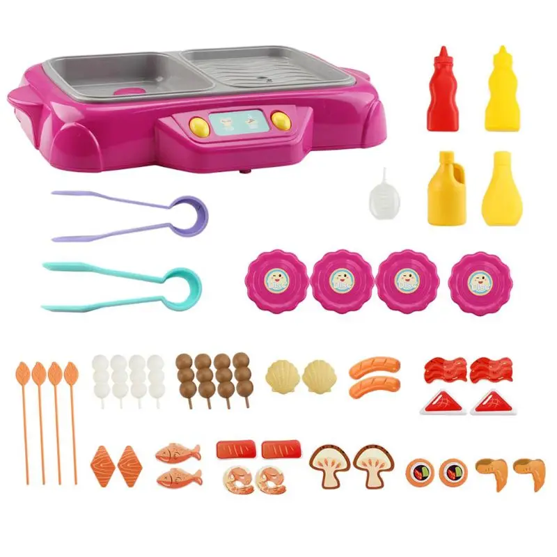 

Kids Kids Simulation Electronic Kitchen Toy Rotating Hot Pot with Ringtone Grill Fog Function Barbecue Food Play House Sets for