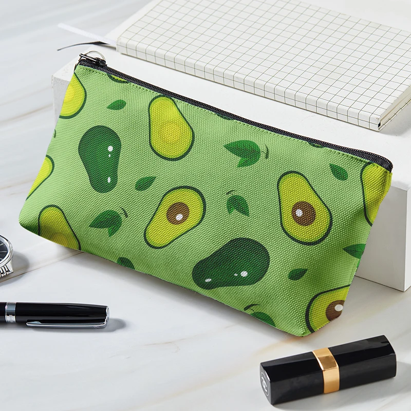 

Lovely Girls Makeup Bag Cute Cartoon Vitality Avocado Series Cosmetic Bag Portable Zipper Women Ladies Cosmetic Bag Storage Bag