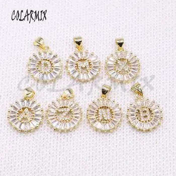 

10 pieces small letter charms crystal letter pendant jewelry alphabetaccessories round letter necklace pendant Gift for her 4168