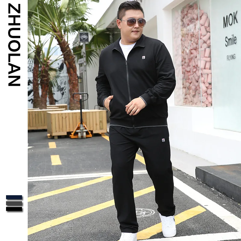

2019 Fat Plus-sized Men'S Wear Trend Loose-Fit Zipper Hoodie Pants Two-Piece Set Plus-sized Sports Clothing