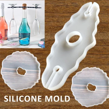 

1 set Non-toxic Irregular Wine Glass Holder Silicone Mold Set Silicone Mold Rack Resin Casting Coaster Mould Craft
