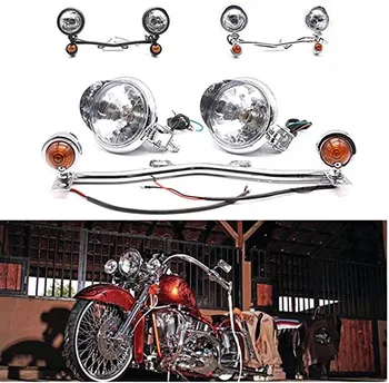 

1 Set Motorcycle Headlights with Turn Signal Lights Motorbike Fog Light Auxiliary Lamp Scooter Motor Refit Headlamp Retro