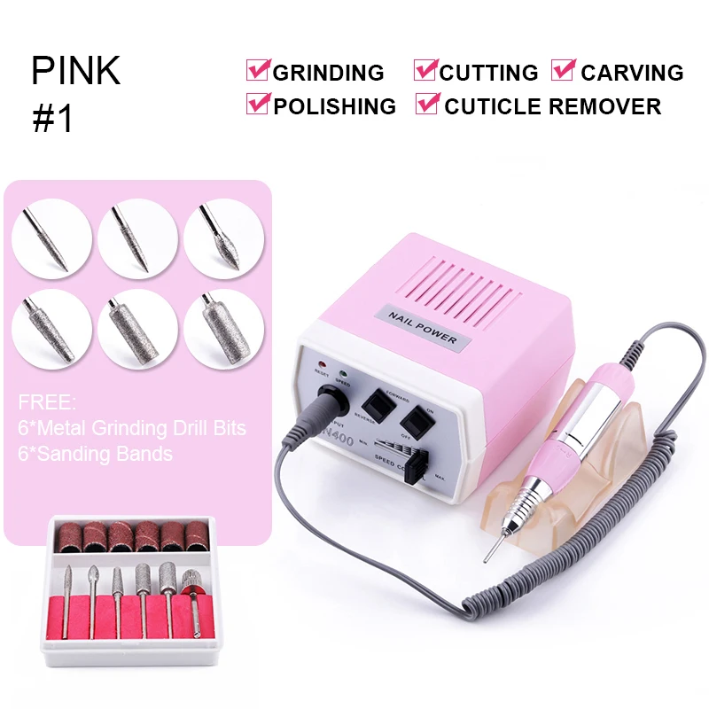 1-Pink EU Plug Профессиональная электрическая дрель для маникюра, набор станков для маникюра 30000/35000 об/мин, фрезер для педикюра, пилочка для ногтей, набор инструментов для маникюра - Цвет: 1-Pink EU Plug