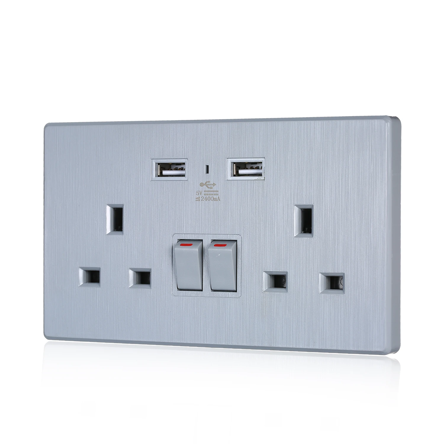 2 Gang двойной розетка 13A Сетевая розетка с 2 5V 2.4A USB Порты и разъёмы стены включен Outlete UK Стандартный