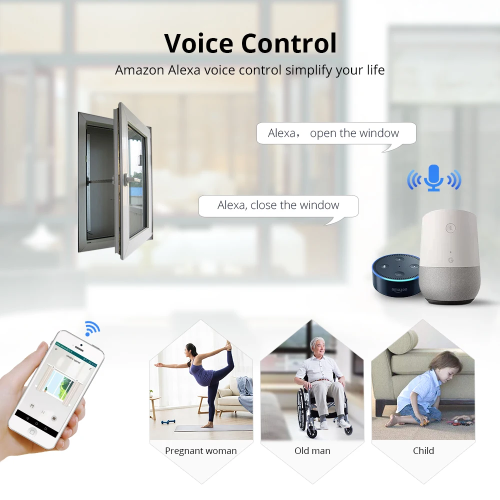 Intellithings WiFi Electric Window Opener Motorized Chain Window Controller Home Automation Work with Tuya Alexa Google Home