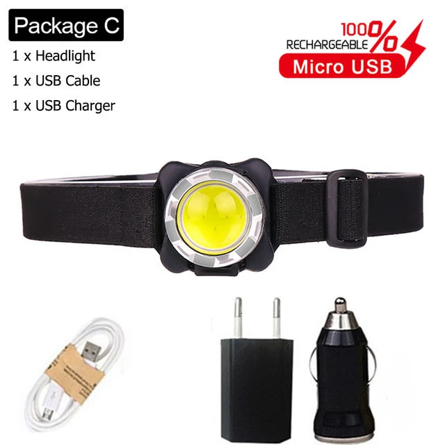 Package D 35000лм налобный фонарь USB перезаряжаемая фара COB светодиодный головной свет со встроенным аккумулятором водонепроницаемая лампа белого и красного цвета освещение - Испускаемый цвет: Package D