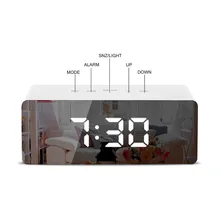 Дисплей украшение для дома часы светодиодный Будильник с зеркалом цифровой будильник настольные часы Пробуждение Свет Электронный большой время