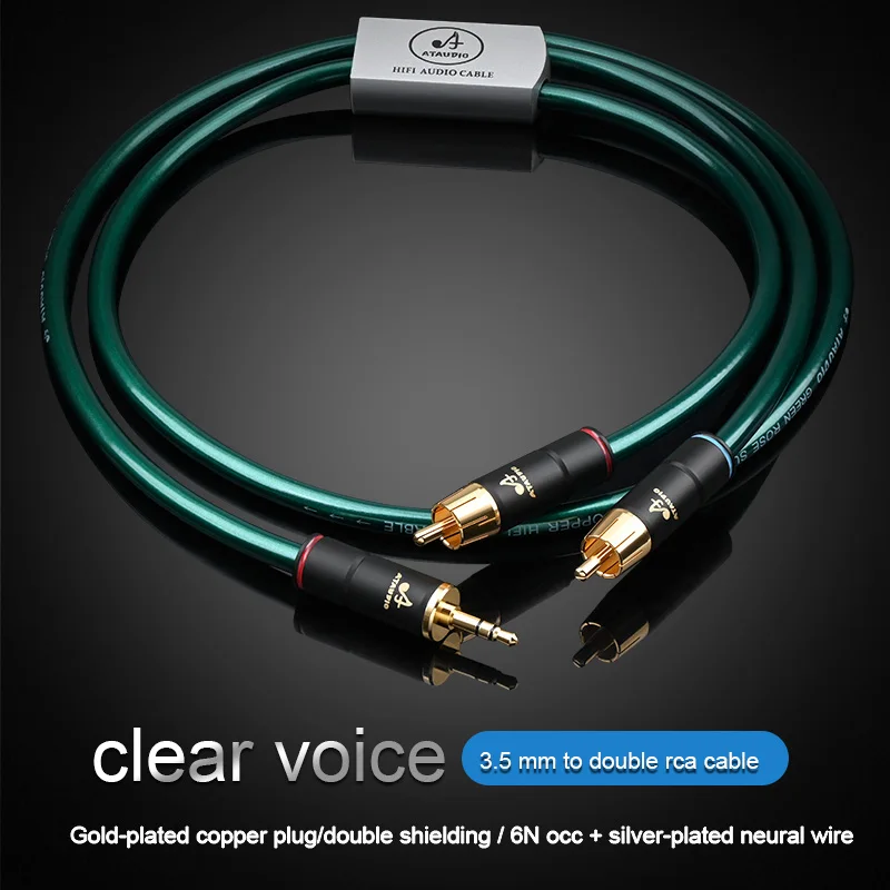 HIFI OCC 3.5mm 잭-2RCA Male 분배기 Aux 케이블 HiFi 휴대 전화-전력 증폭기 오디오 케이블 3.5mm-2rca 케이블