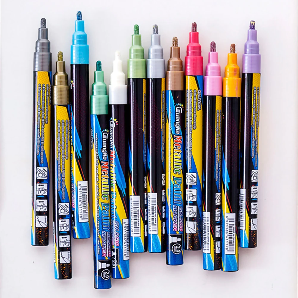 Metálicos para Cartões Carta de Assinatura de Escrita Cores Metálico Marcador Canetas 0.7mm Extra Pintura Marcadores Permanentes 18 11 High Quality Material escolar e de escritório