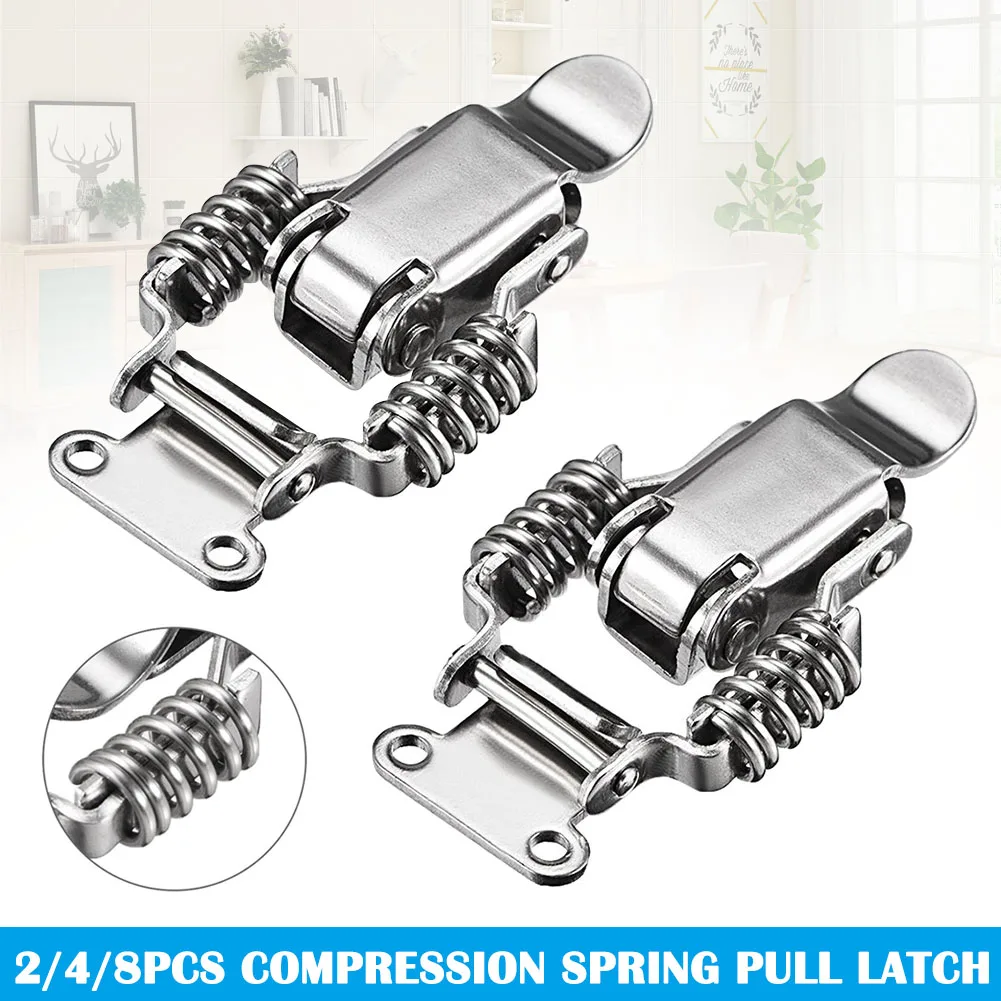 Toolbox Draw Compression Spring Toggle Latch Catch Clamp Silver Alloy Hinge For DIY Crafts Small Drawe 2pcs/4pcs toggle latches