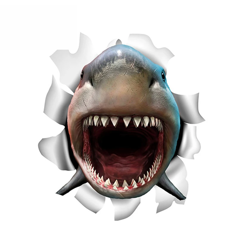 

SZWL Personality Shark Vinyl Sticker 3D Shark Torn Metal Decal Fish Car Stickers Waterproof Automobile Accessories,13cm*11cm