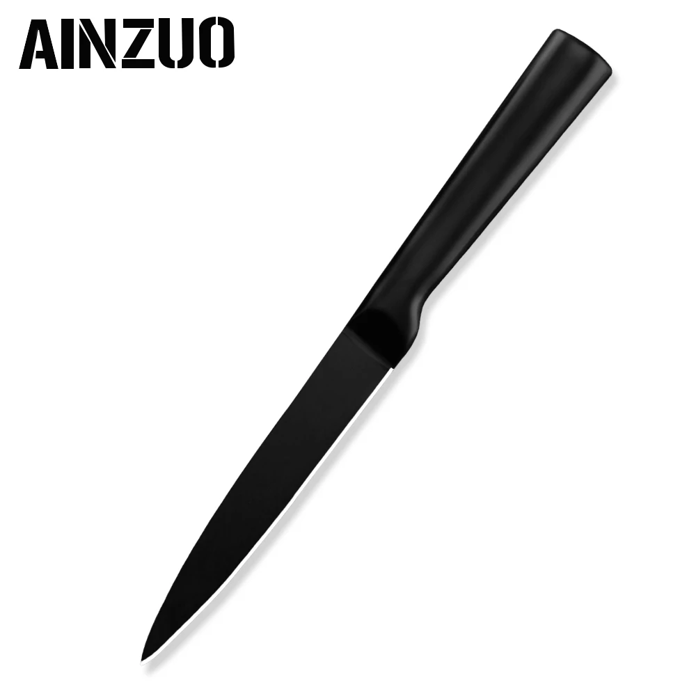 AINZUO 4cr14 нож из нержавеющей стали кухонный нож блок держатель стенд утилита Santoku разделочные ножи накири точилка ножницы - Цвет: F.utility knife