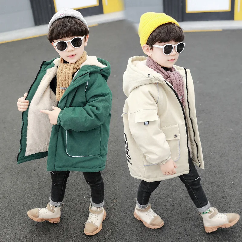 

2019 New Style Korean-style Cotton-padded Children Clothes Boy's Winter Mid-length Cotton-padded Clothes Children Children Brush