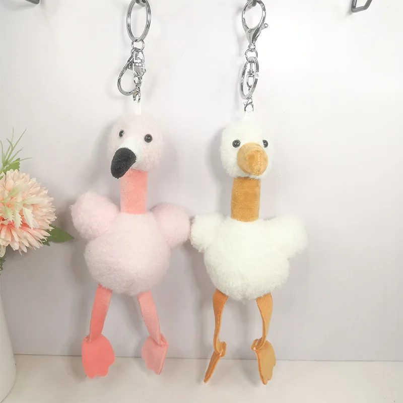 

new Exquisite Stylish Flamingo pendant cute lifelike Keychain decorate Soothing doll christmas couple wedding gift