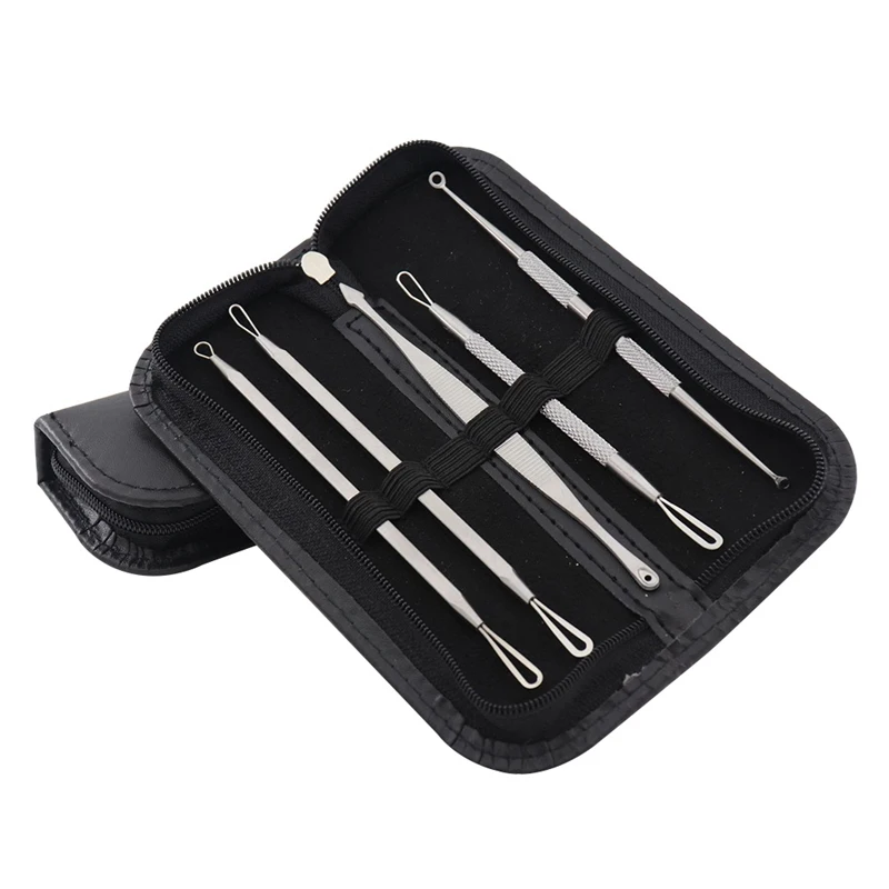 

5Pcs/Set New Blackhead Remover Tool Kit Face Skin Care Tools Facial Acne Needle Clip Pimple Tweezer Blemish Extractor Tools Set