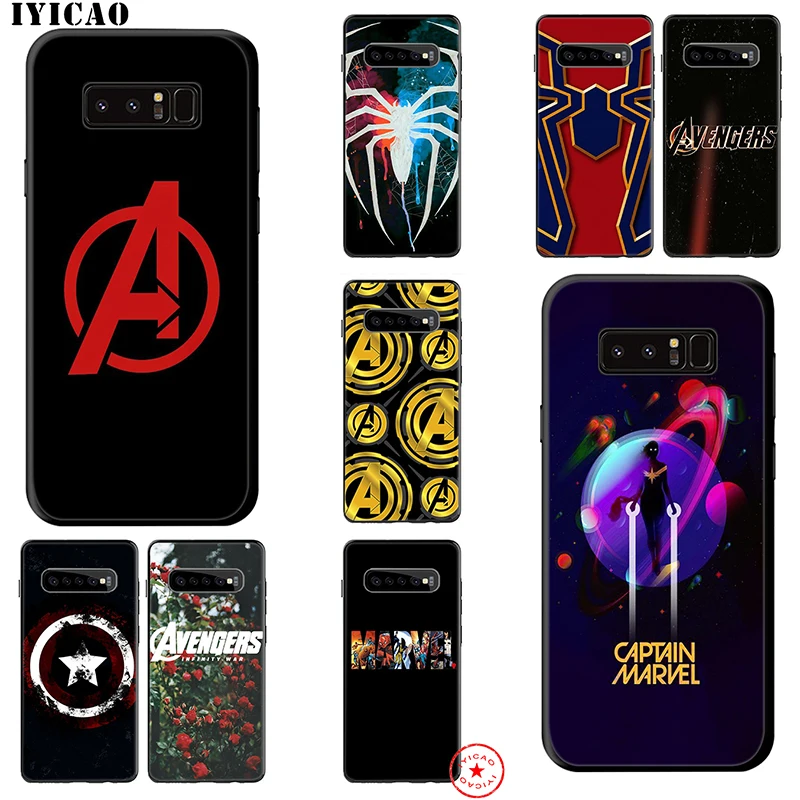 IYICAO Marvels Мстители комиксы черный мягкий чехол для samsung Galaxy S10e S10 S9 S8 Note 8 9 10 Plus S6 S7 Edge
